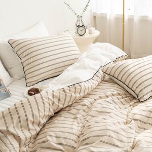 아토앤알로 뉴트럴 스트라이프 먼지없는 양면 이불커버 Q