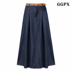 정상가:89,000원 ㅣ 데님 벨티드 핀턱 스커트 (GPBWH010D)