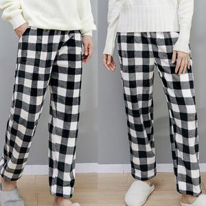 극세사 수면바지 체크 겨울 남자 여자 커플 잠옷 바지 파자마 조거팬츠