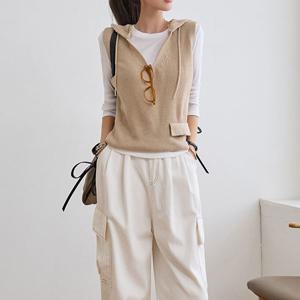 [하프클럽] 브이넥 후드 니트 베스트 NK53-TH-50