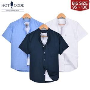 남자 반팔셔츠 옥스포드 차이나 카라 빅사이즈 3컬러
