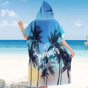 넉넉한 입는 후드 비치 타월 1P 극세사 물놀이 판초 수건 입는비치타올 비치타올후드 후드비치타