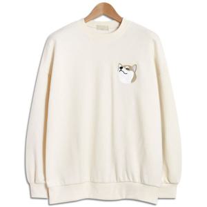 [하프클럽/탑보이]미니시바 자수 오버핏 기모 맨투맨 IN075