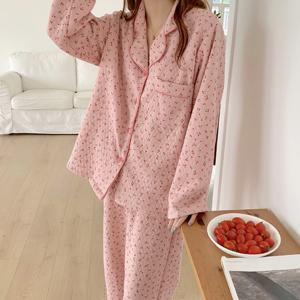 [브리치]  / 3color 도톰 체리 누빔 파자마세트 잠옷