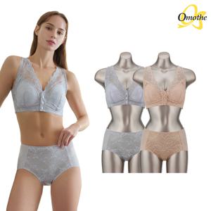 볼륨라인 프론트 스냅 브라팬티 4종세트(그레이+베이지)