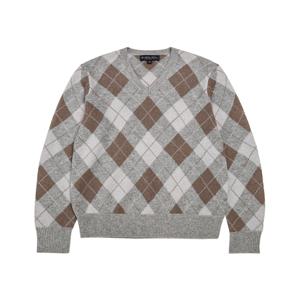 [정상가 490000원] 캐시미어 아가일 V넥 스웨터 (그레이) (BBWNMM0952WDF)