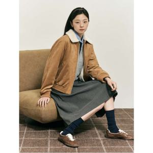 [B. my] 인조 스웨이드 무스탕  옐로이시 브라운 (BF5X3ZN11B)