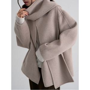 [11/8 무료반품] 핸드메이드 머플러 숏 코트  베이지