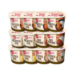 [1등 컵밥] 햇반 컵반 한끼간편 덮밥세트 12개(치킨마요x2+참치마요x2+스팸마요x2+철판제육x2+철판김치x2+스팸김치x2)