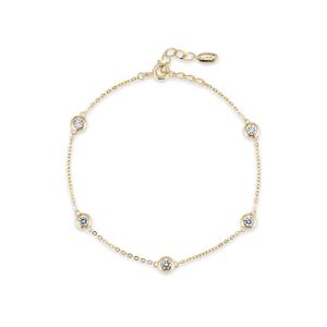 14k/18k 베젤 랩 다이아몬드 스테이션 팔찌