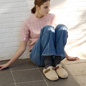 [정상가 136,000원] 3Colors_핸드메이드 2way 램 시어링 버클 클로그 I KM284