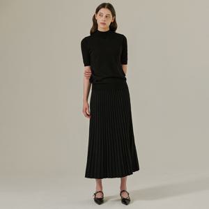 [최초가 118000원] 메탈 플리츠 A라인 밴딩 롱 니트 스커트_YI08WRKSK01