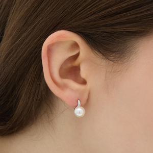 H에디션 실버(W) 진주 원터치 귀걸이 8mm HL6E55616W9XXX