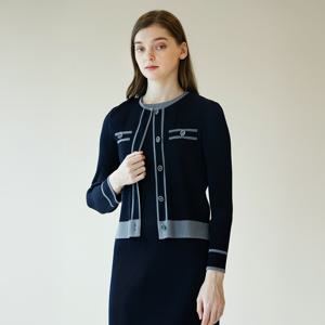 [최초가 278000원] 배색라인 포인트 플리츠 가디건 자켓 네이비_YK03WRPJK03