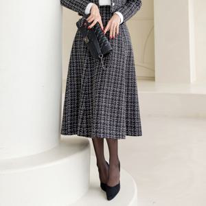 글린 셋업 트위드 세미 플레어 스커트 빅사이즈/오피스룩/하객룩