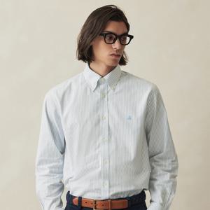 [정상가 149000원] 레귤러핏 논아이론 옥스포드 뱅갈 스트라이프 셔츠 (라이트블루) (BBTHMF9968L)