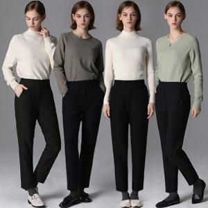 4SET [홈쇼핑방송/(LeOT)] 웜기모 슬림스트레이트 팬츠 4종세트-사이즈 99까지/빅사이즈