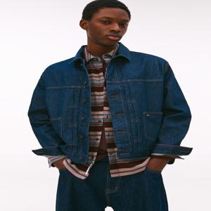 남여공용 플리츠 데님 트러커 재킷 T32F7NJC40TMT