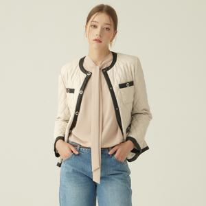 [최초가249,000]퀼팅 배색 페이크 레더 자켓_KSJK240807