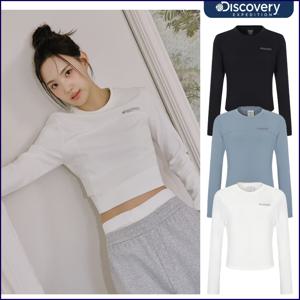 디스커버리 25FW가을신상 여성 세미크롭 슬림핏 긴팔티 DWRL4E054
