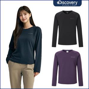 디스커버리 25FW 가을신상 여성 그래핀 그리드 플리스 긴팔티 DWRL3F054