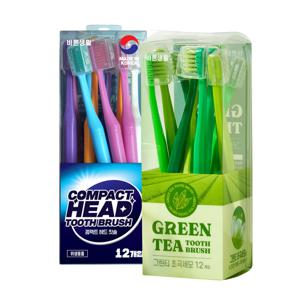 얇은헤드 칫솔 초극세모 12입+그린티 12입