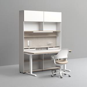 1600폭 6단 모션 멀티책상세트 (조명+도어형) + 링고/올라운드/아이블 의자