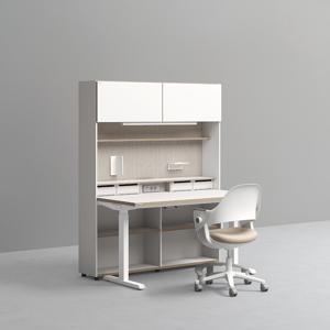 1400폭 5단 모션 멀티책상세트 (조명+도어형) + 링고/올라운드/아이블 의자