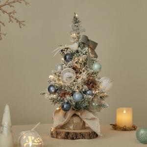 크리스마스 화이트트리 눈꽃트리 전구포함 오너먼트 풀세트 눈꽃엔틱 50cm