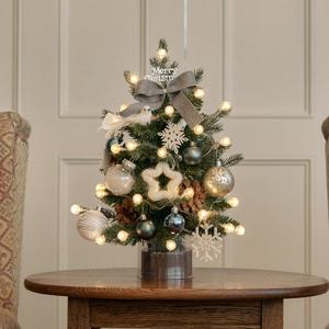 크리스마스 미니트리 전구 오너먼트 풀세트 윈터그레이 45cm