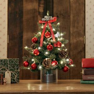 크리스마스 미니트리 전구 오너먼트 풀세트 빈티지레드 45cm