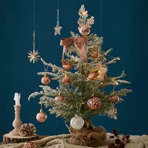 크리스마스 미니트리 전구 오너먼트 풀세트 로즈골드 65cm