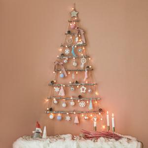 크리스마스 벽트리 나무트리 벽트리 꾸미기 전구 오너먼트 풀세트 코튼캔디 L