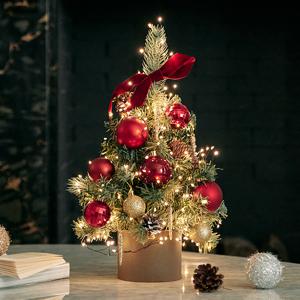 크리스마스 미니트리 전구 오너먼트 풀세트 트윙클 레드와인 45cm