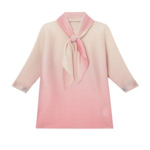 닥스 여성 [[25SS]] DLTS5BP21C2 [스카프 세트] 코랄 그라데이션 7부 소매 플리츠 티셔츠