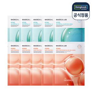 동국제약  마데카 랩 히알 워터풀 글로우 겔 마스크팩 5매+피디알엔 스킨 타이트닝 글로우 겔 마스크팩 5매