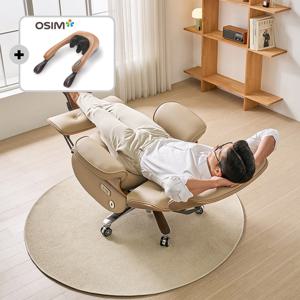 (1+1)오씸마사지기+아르고밀러 무선 전동리클라이너 무중력 의자 (이태리 천연면피가죽) 베이지
