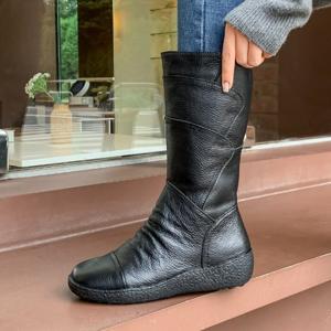 [브리치]  /  소가죽 기모안감 조아 미들부츠 4.5cm