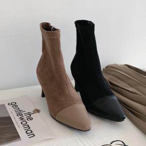 [브리치] 컴온슈 / 양가죽 스웨이드 샤첼 스판부츠 (6cm)