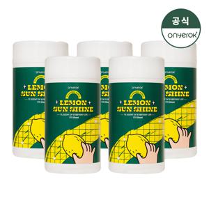 온예록 올인원 청소 세정 롤티슈 170매 5개 레몬선샤인