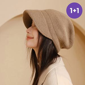 1+1 이로아 패션비니 루즈핏 니트 여성 얼굴작아보이는 숏비니 챙모자