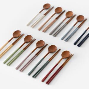 [1+1]  우드 라운드 수저세트 10color