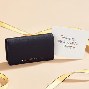 뉴욕 액세서리 JAWA5E918BK [ZIP STORY]박스동봉] 블랙 가죽 골드 로고 2단 반지갑