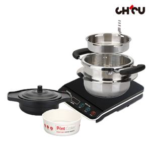 치치쿠쿠 IH 인덕션&가스 1~2인 원터치 저당 압력솥 1.2L [저당 세트] / 당뇨밥솥 저혈당 당밥솥 소형 미니 스텐