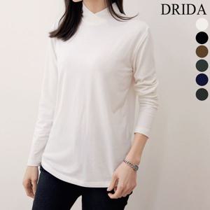 [하프클럽/드리다]엄마옷 기모 겨울 무지 튤립 폴라 이너 얇은 반목 스판 긴팔 티셔츠 마담 40대 미시옷 50대 중년여성 흰색
