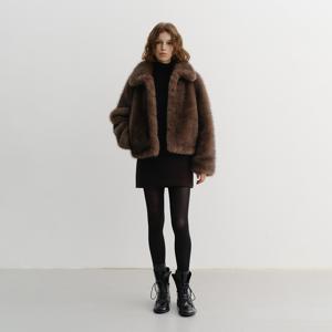 [김새롬 착용]던스트 CROPPED FUR JACKET BROWN_UDJU5D224W2