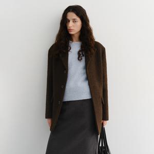 던스트 UNISEX 3 BUTTON BOUCLE WOOL JACKET DARK BROWN_UDJA5D124W2
