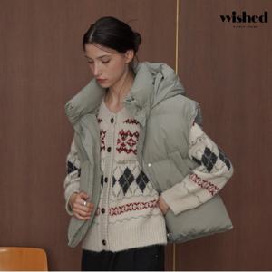 정상가:119,000원 ㅣ 루즈핏 후드넥 스트링 패딩 점퍼 베스트 (WIBDVT001)