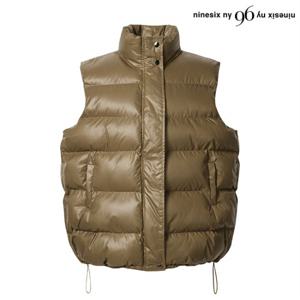 정상가:99,000원 ㅣ 글로시 하프넥 포켓 스트링 집업 패딩 베스트 (NO4VW010L0)