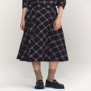 헤지스 여성 [[24FW]] HSSK4C702W3 [가격인하][울] 다크브라운 체크 밴딩 스커트